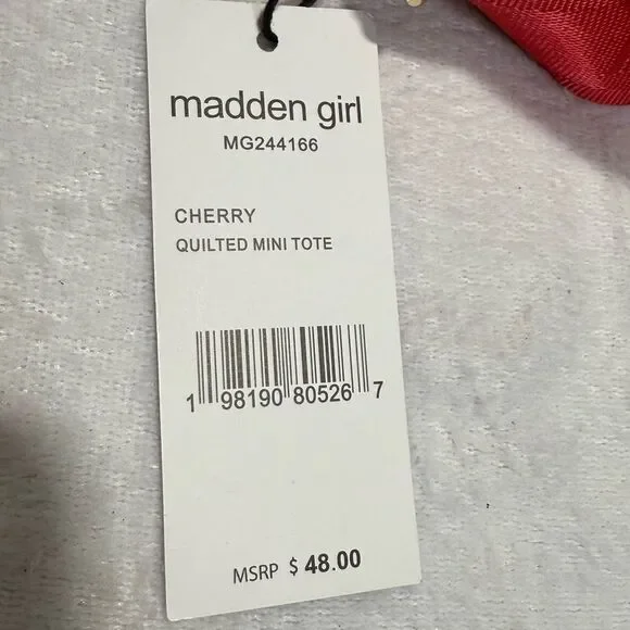 Madden Girl Cherry Hearts Red Quilted Handbag - Picture 9 of 11